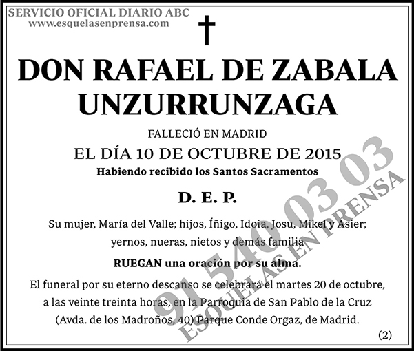 Rafael de Zabala Unzurrunzaga